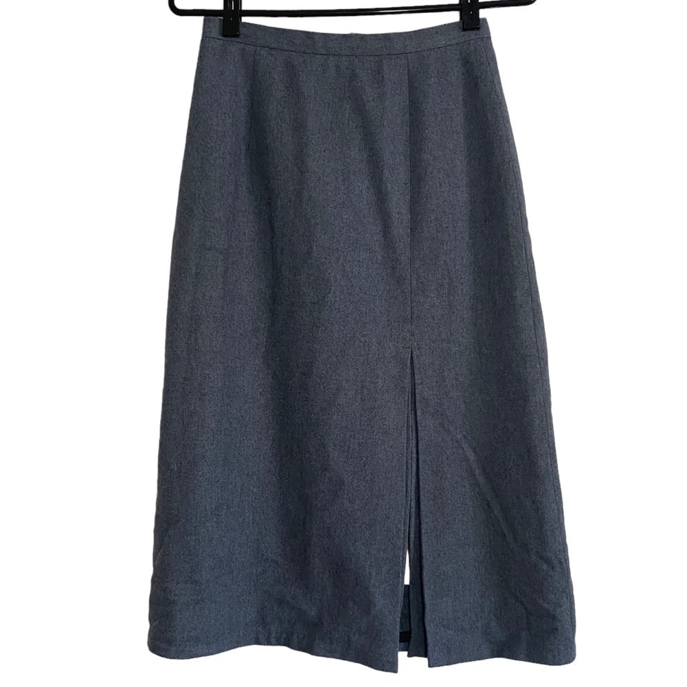 Vintage Pierre Balmain Cashmere Blend Midi A-Line Gray Skirt Size Small